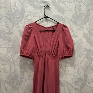 NWT Zara Pink Long Dress with Puffy Sleeves